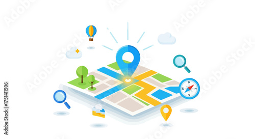Interactive Map with Location Pin and Navigation Elements.