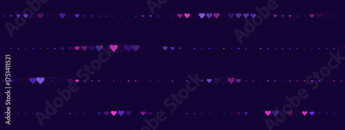 Abstract digital background with rows of purple and pink hearts creating a romantic and loving seamless pattern for design projects