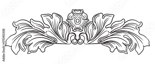 Luxury hand drawn horizontal design element with leaves vector