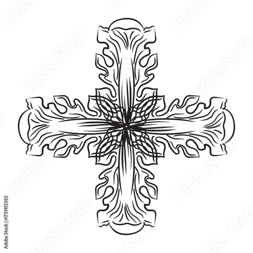 Luxury hand drawn horizontal design element cross vector