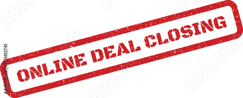 A textured red rubber stamp impression signifies an important online deal is closing, highlighting a successful business transaction