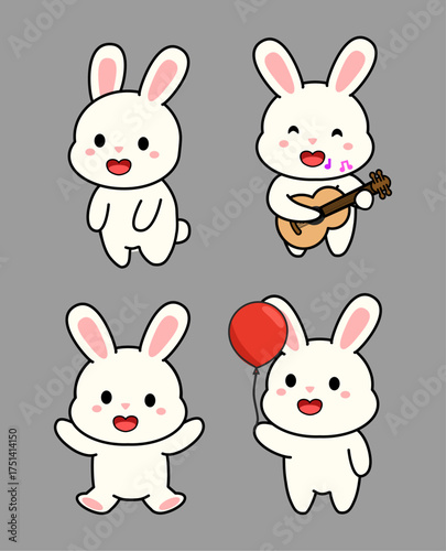 set of funny rabbits