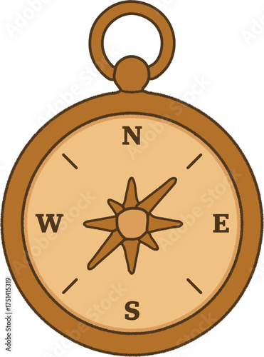 Vintage compass with cardinal letters and star rose