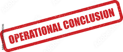 Distressed rectangular mark conveying an operational conclusion for finalized project stages or business processes