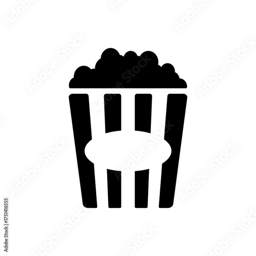 Striped popcorn box bucket cinema movie black icon