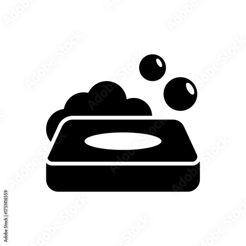 Bar of soap bubbles bath hygiene black icon