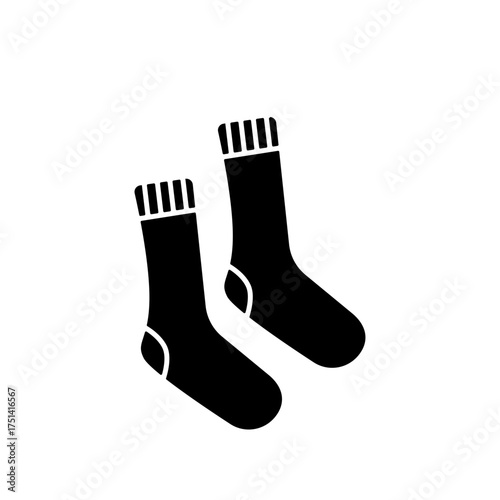 Pair of knitted wool socks winter flat black icon