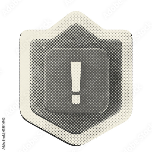 3d shield security protection alert warning reminder caution halftone style
