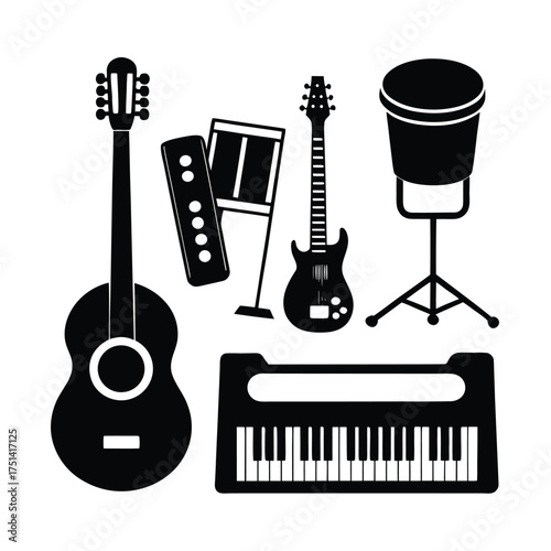 set of electric guitar icons