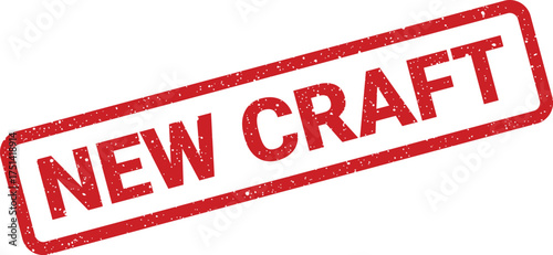 Distressed red rectangular rubber stamp indicating the creation of a fresh new craft project
