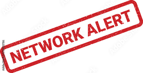 Distressed red rubber stamp displaying NETWORK ALERT text, indicating a warning or potential issue within a system
