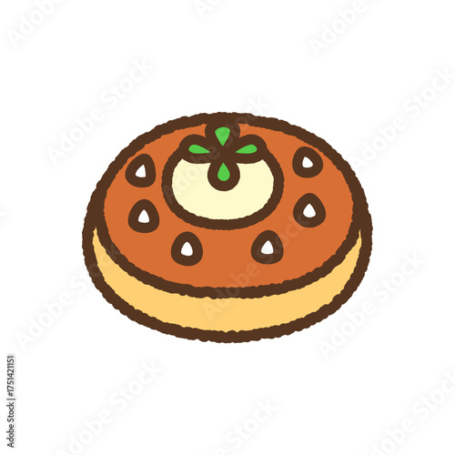 手書き風のアイコン　アイスを乗せたホットケーキ