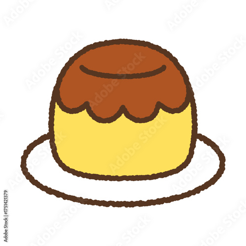 手書き風のアイコン　カスタードプディング