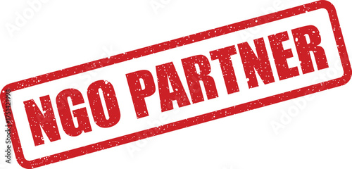 Distressed red rubber stamp featuring NGO PARTNER text signifying organizational collaboration