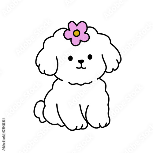 Cartoon illustration of white puppy