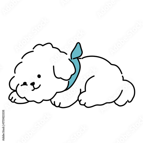 Cartoon illustration of white puppy