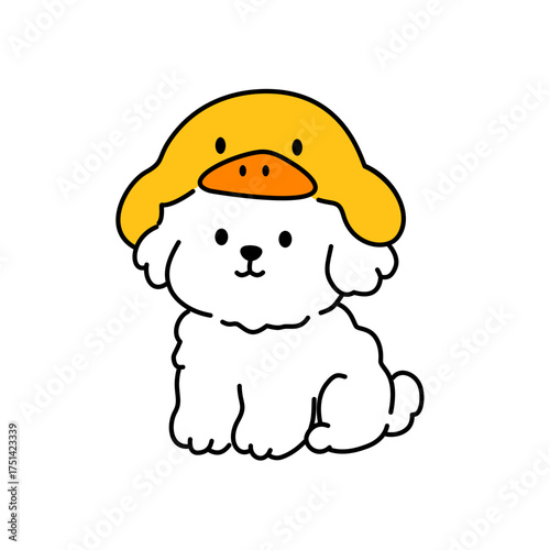 Cartoon illustration of white puppy