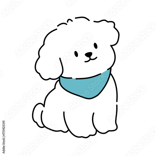 Cartoon illustration of white puppy