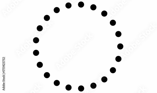 vector illustration of a dotted circle pattern. Geometric round shape made of evenly spaced dots, used for design, icons, logos,text or decoration.