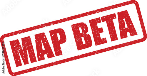 Distressed red rubber stamp marking MAP BETA indicates an early version under development for testing