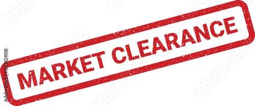 Distressed red rubber stamp marking MARKET CLEARANCE indicates a special sale event or discount