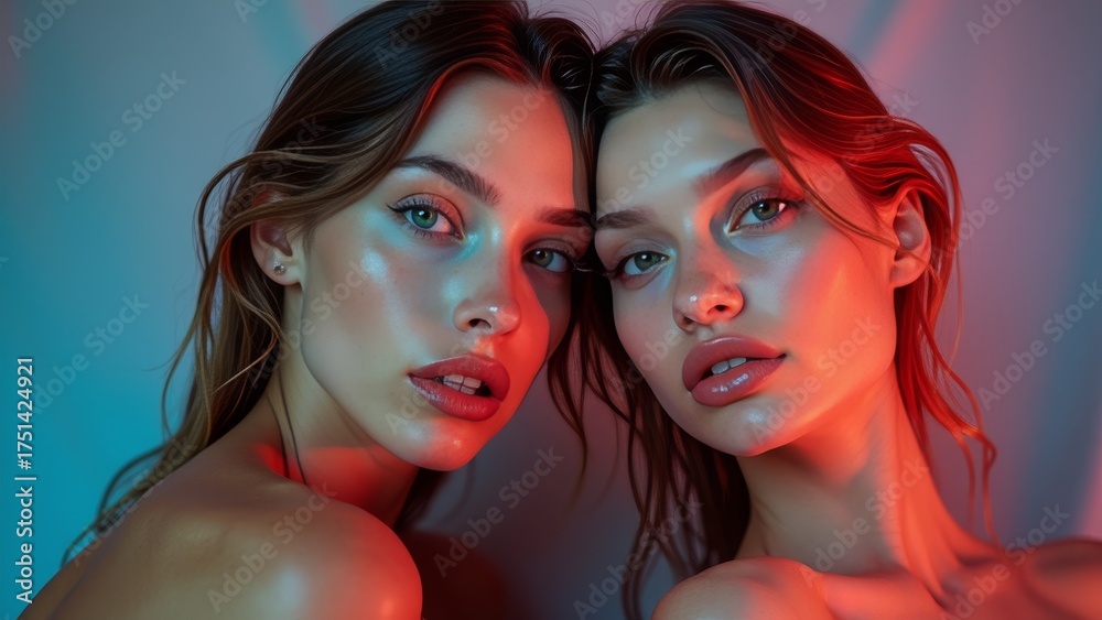 Naklejka premium Embrace of Tomorrow - Gender Fluid Elegance in a World of Colors