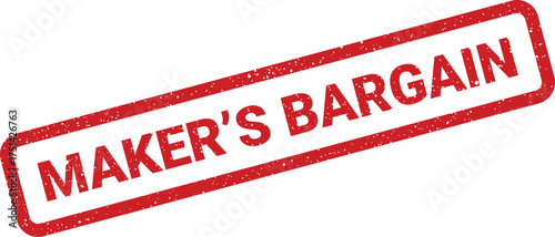 Distressed rubber stamp highlighting a makers bargain sale for handcrafted products or workshop discounts