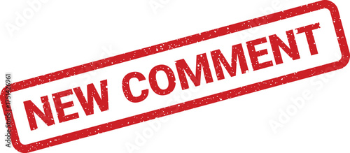 Distressed rubber stamp mark featuring NEW COMMENT text for social media platforms or online feedback notifications