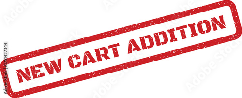 Distressed rubber stamp style vector displaying new cart addition text message for online shopping
