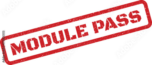 Grunge rubber stamp effect with MODULE PASS text representing a successful test or quality assurance approval