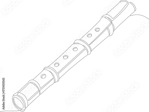Simple Line Art Flute Musical Instrument Wind Instrument Outline Drawing