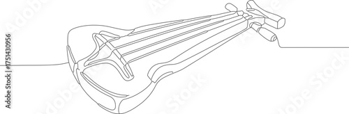 Minimalist Line Art Biwa Lute Instrument Illustration in Black and White