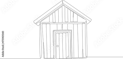 Simple Outline Sketch of a Wooden Shed or Cabin Structure