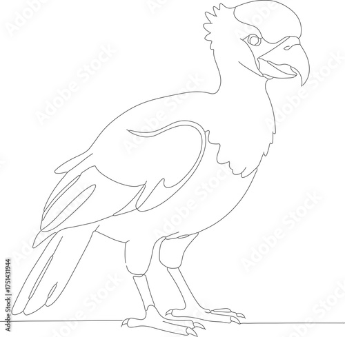 Minimalist Line Art Rock of the Cock Bird Standing Illustration