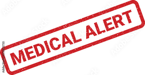 Grunge textured rectangular stamp with MEDICAL ALERT notification, for urgent health or safety information