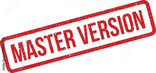 Grungy Master Version text within a rectangular rubber stamp vector illustration, indicating a definitive edition