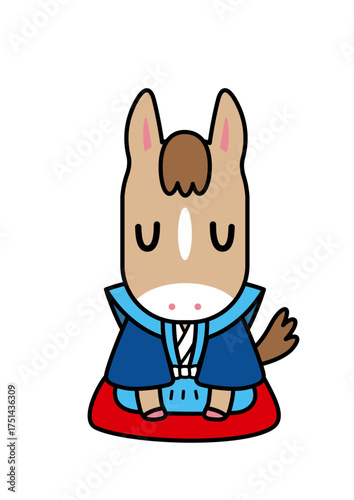 裃を着てお辞儀する馬