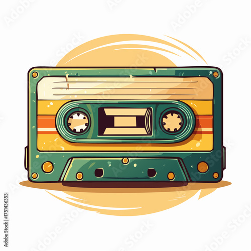 Vintage cassette tape design in retro color palette