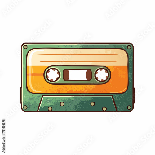 Classic audio cassette tape illustration in vintage tone