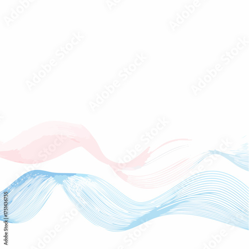 Flowing abstract background with smooth blue and pink lines