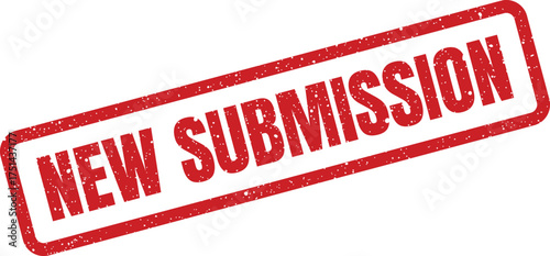 Grungy rectangular rubber stamp displaying the message NEW SUBMISSION suitable for document processing workflows