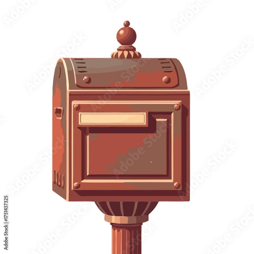 Illustration of a vintage red mailbox with a classic design, perfect for mail delivery and communication