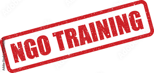 Grungy red rubber stamp illustration displaying the words NGO TRAINING for skill development and educational purposes