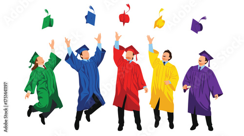 Diverse group of graduates celebrating their academic achievement