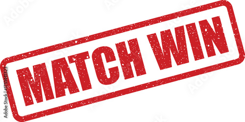 Grungy red rubber stamp with Match Win text, indicating a triumphant result in a contest or challenge