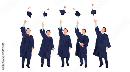 Group of male graduates celebrating their commencement ceremony