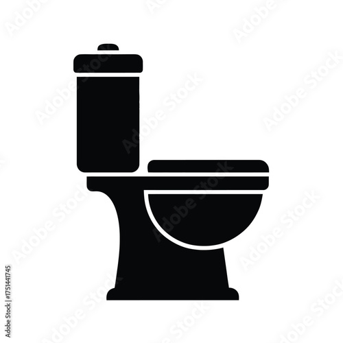 Simple black toilet silhouette icon isolated on white background
