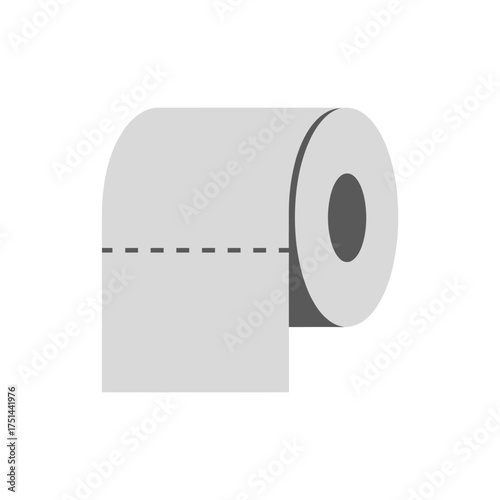 Simple graphic illustration of a single roll of toilet paper