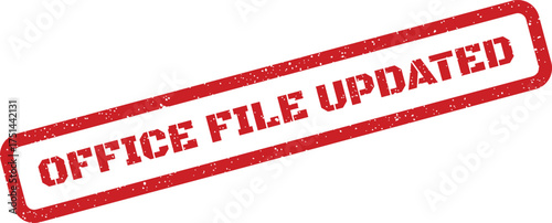 Official red rubber stamp showing Office File Updated for tracking revisions in documents