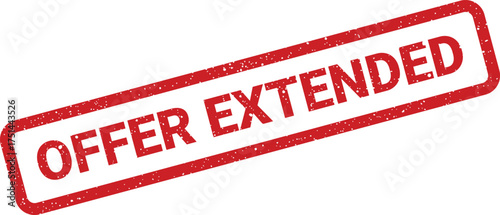 Red distressed rubber stamp icon displaying Offer Extended text for promotional marketing material